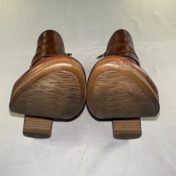 Frye & Co - Indiana Heeled Stacked Leather Ankle Boots Brown Women's Size 8M New - Picture 6 of 15